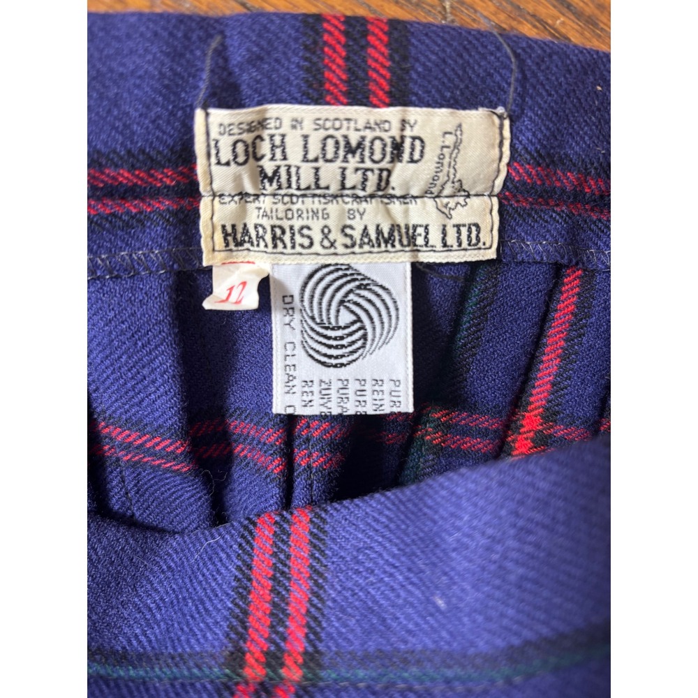 Loch Lomond Mill Vintage Scottish Wool Tartan Plaid Kilt Skirt Blue Red Green 0 - Picture 3 of 15